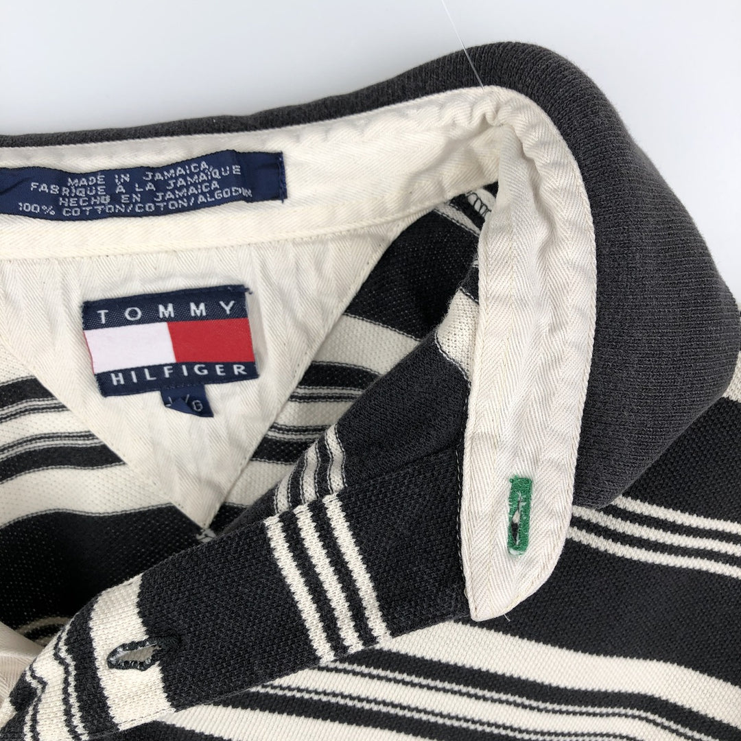 90'S Tommy Hilfiger Multi-stripe Short-Sleeve Polo Shirt, Men's Size L (approx.) cotton black type Vintage Second Hand