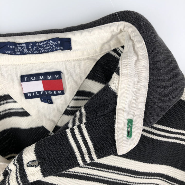 90'S Tommy Hilfiger Multi-stripe Short-Sleeve Polo Shirt, Men's Size L (approx.) cotton black type Vintage Second Hand