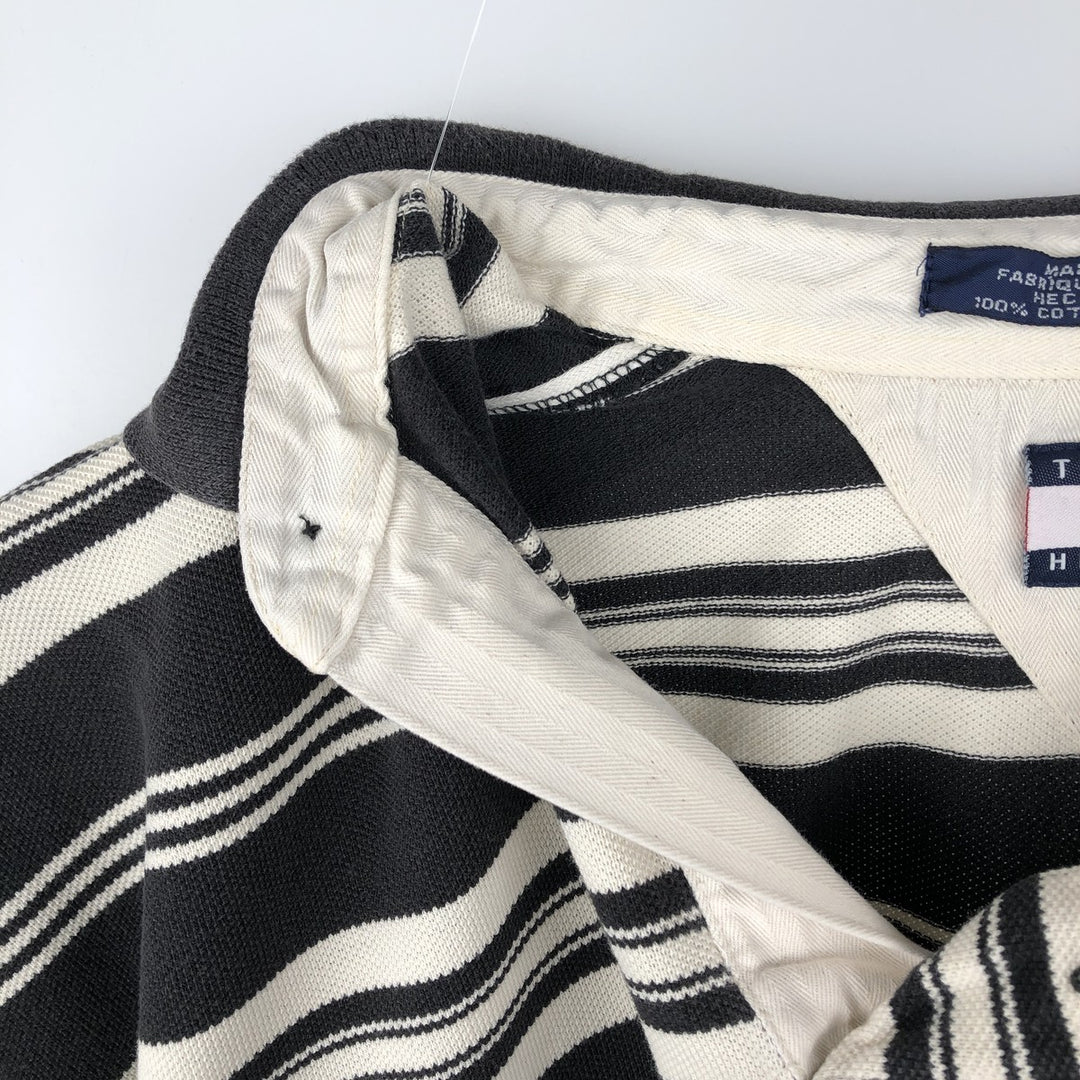 90'S Tommy Hilfiger Multi-stripe Short-Sleeve Polo Shirt, Men's Size L (approx.) cotton black type Vintage Second Hand