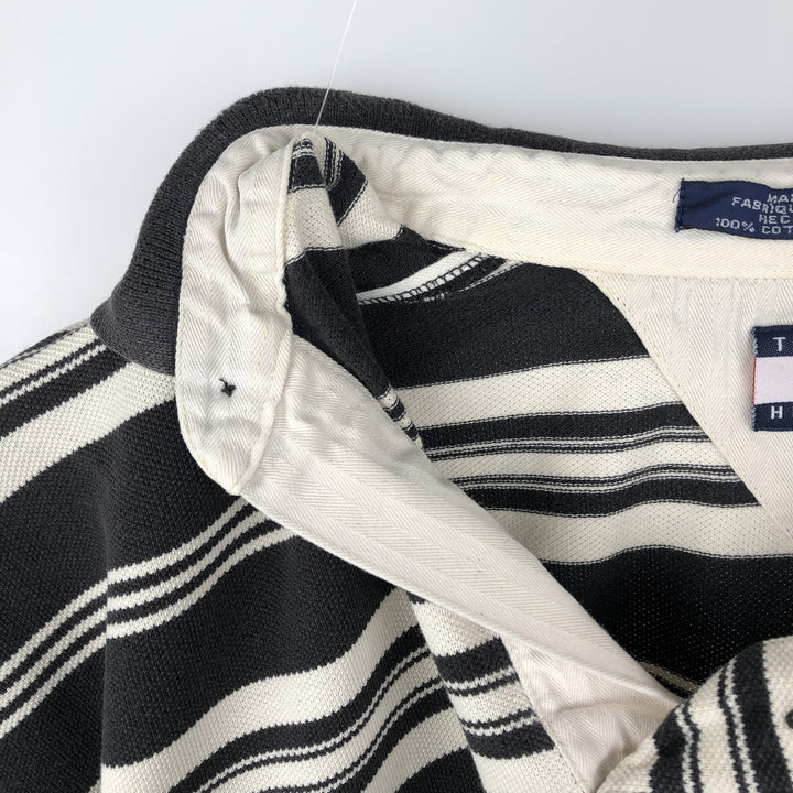 90'S Tommy Hilfiger Multi-stripe Short-Sleeve Polo Shirt, Men's Size L (approx.) cotton black type Vintage Second Hand