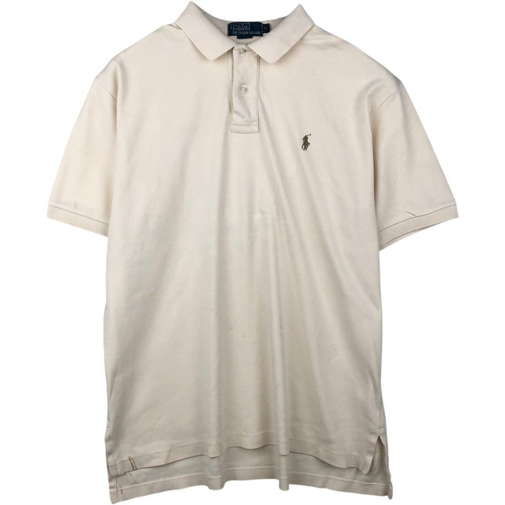 Ralph Lauren POLO by Ralph Lauren short sleeve polo shirt, men's size L cotton unbleached Vintage Second Hand