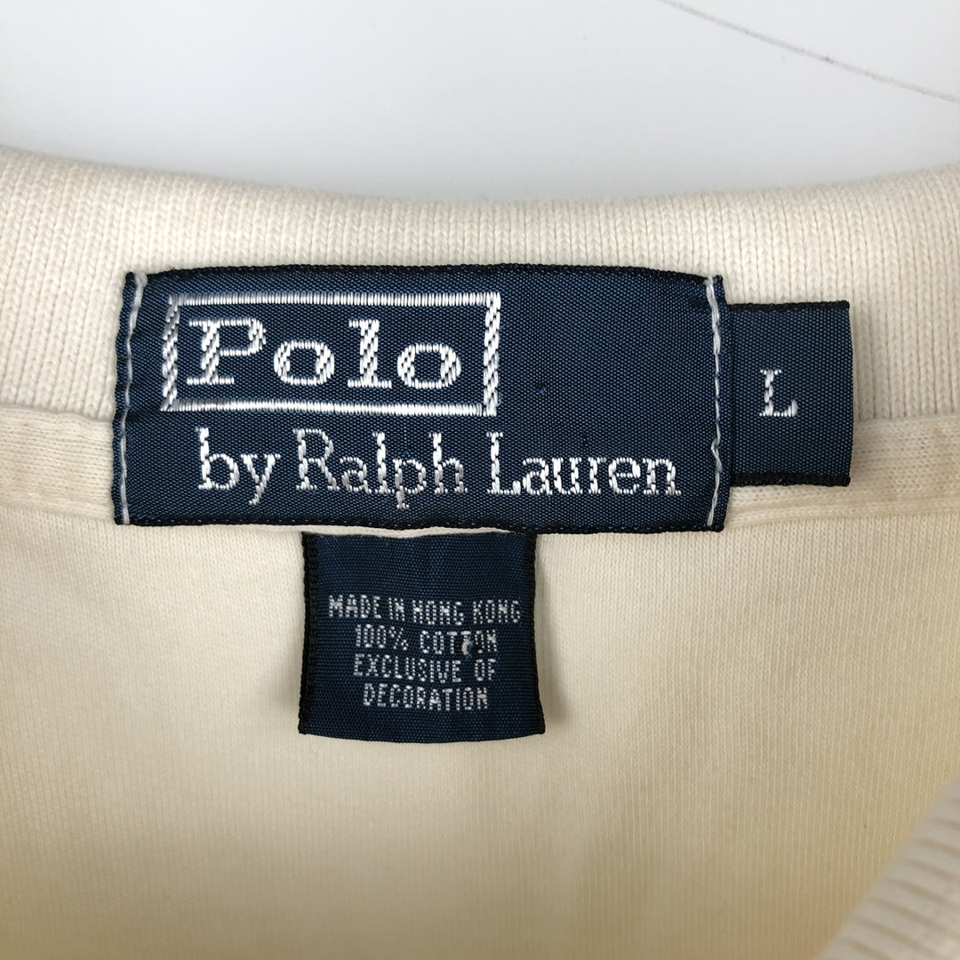 Ralph Lauren POLO by Ralph Lauren short sleeve polo shirt, men's size L cotton unbleached Vintage Second Hand