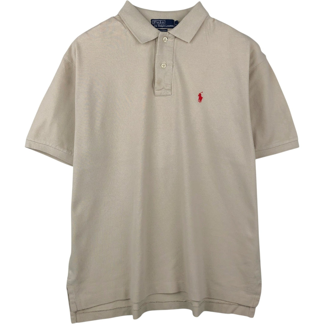 Ralph Lauren POLO by Ralph Lauren short sleeve polo shirt, men's size L cotton Beige type Vintage Second Hand