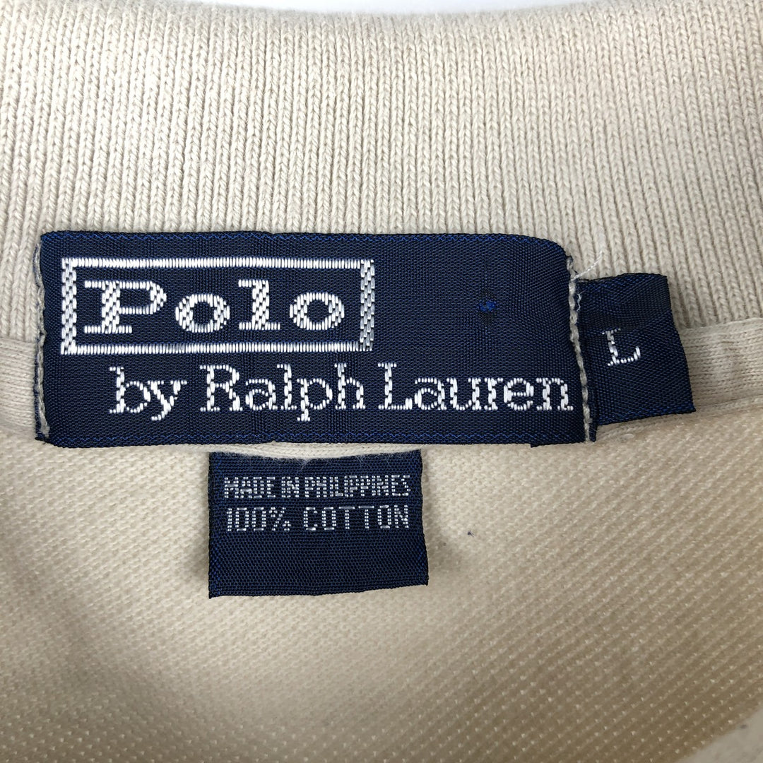 Ralph Lauren POLO by Ralph Lauren short sleeve polo shirt, men's size L cotton Beige type Vintage Second Hand