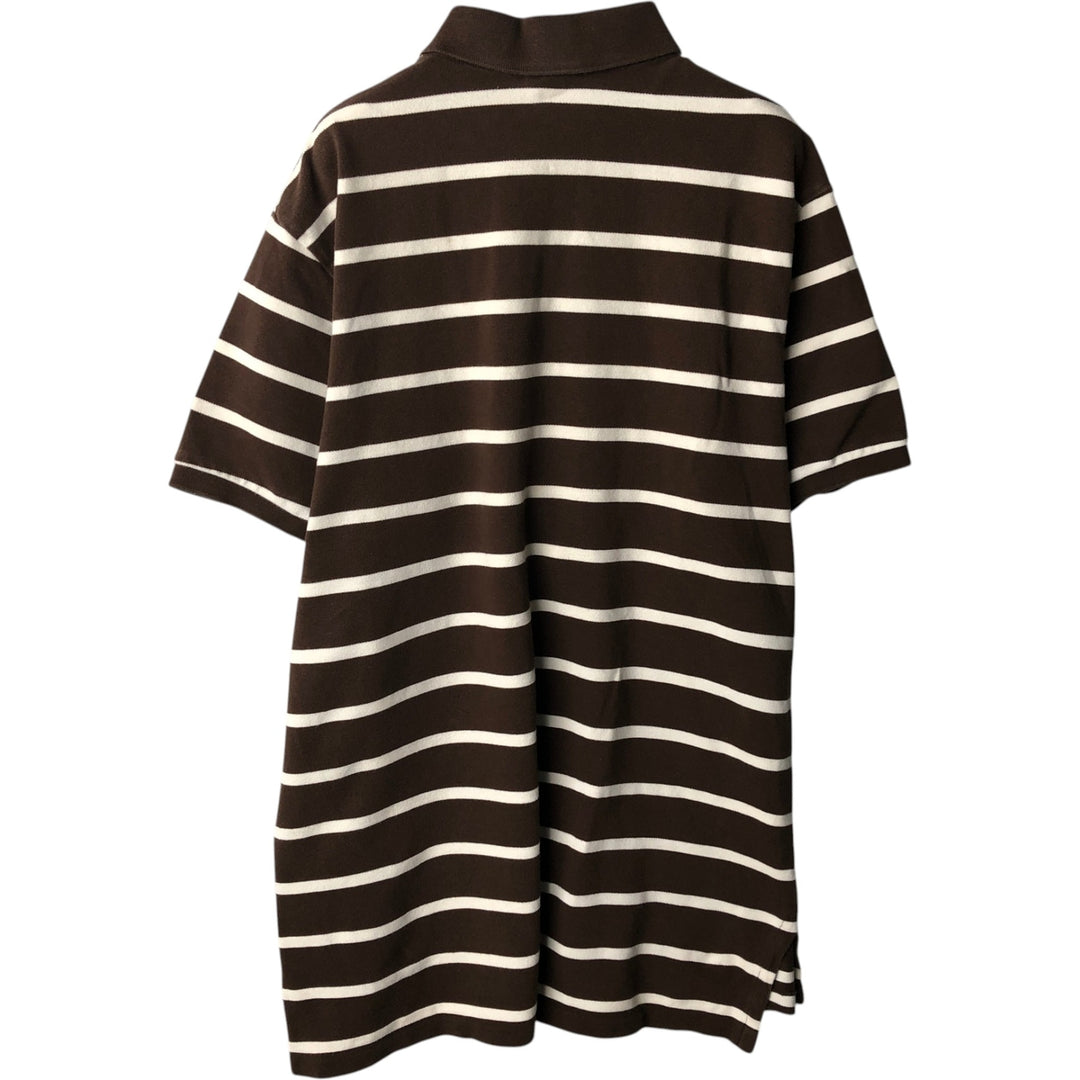 Ralph Lauren POLO by Ralph Lauren CUSTOM FIT short sleeve striped polo shirt men's XL size cotton brown type Vintage Second Hand