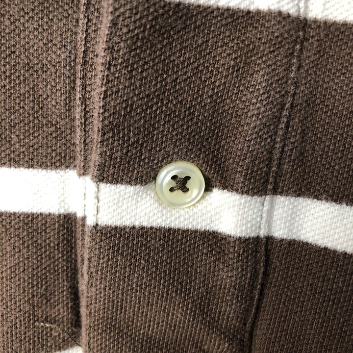 Ralph Lauren POLO by Ralph Lauren CUSTOM FIT short sleeve striped polo shirt men's XL size cotton brown type Vintage Second Hand