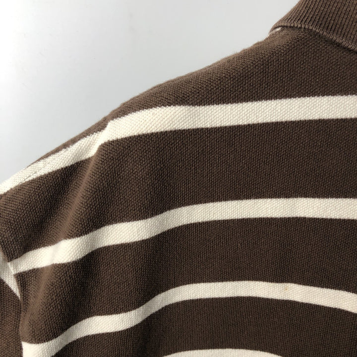 Ralph Lauren POLO by Ralph Lauren CUSTOM FIT short sleeve striped polo shirt men's XL size cotton brown type Vintage Second Hand