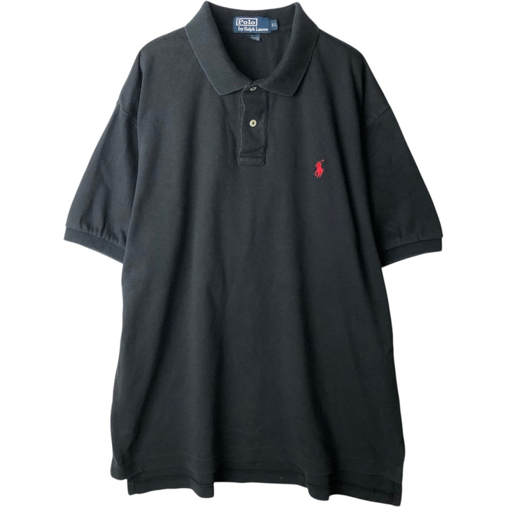 Ralph Lauren POLO by Ralph Lauren short sleeve polo shirt, men's XL size cotton black type Vintage Second Hand