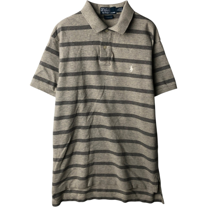 Ralph Lauren POLO by Ralph Lauren CUSTOM FIT short sleeve striped polo shirt men's size L cotton gray type Vintage Second Hand