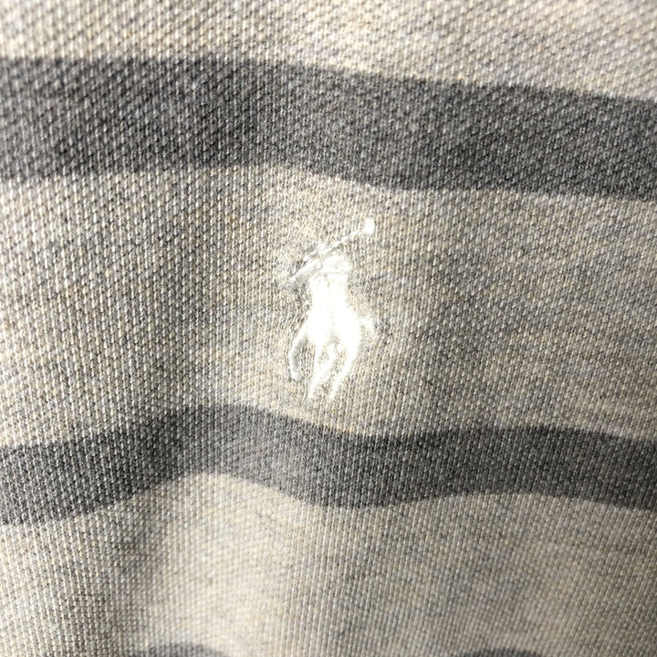 Ralph Lauren POLO by Ralph Lauren CUSTOM FIT short sleeve striped polo shirt men's size L cotton gray type Vintage Second Hand