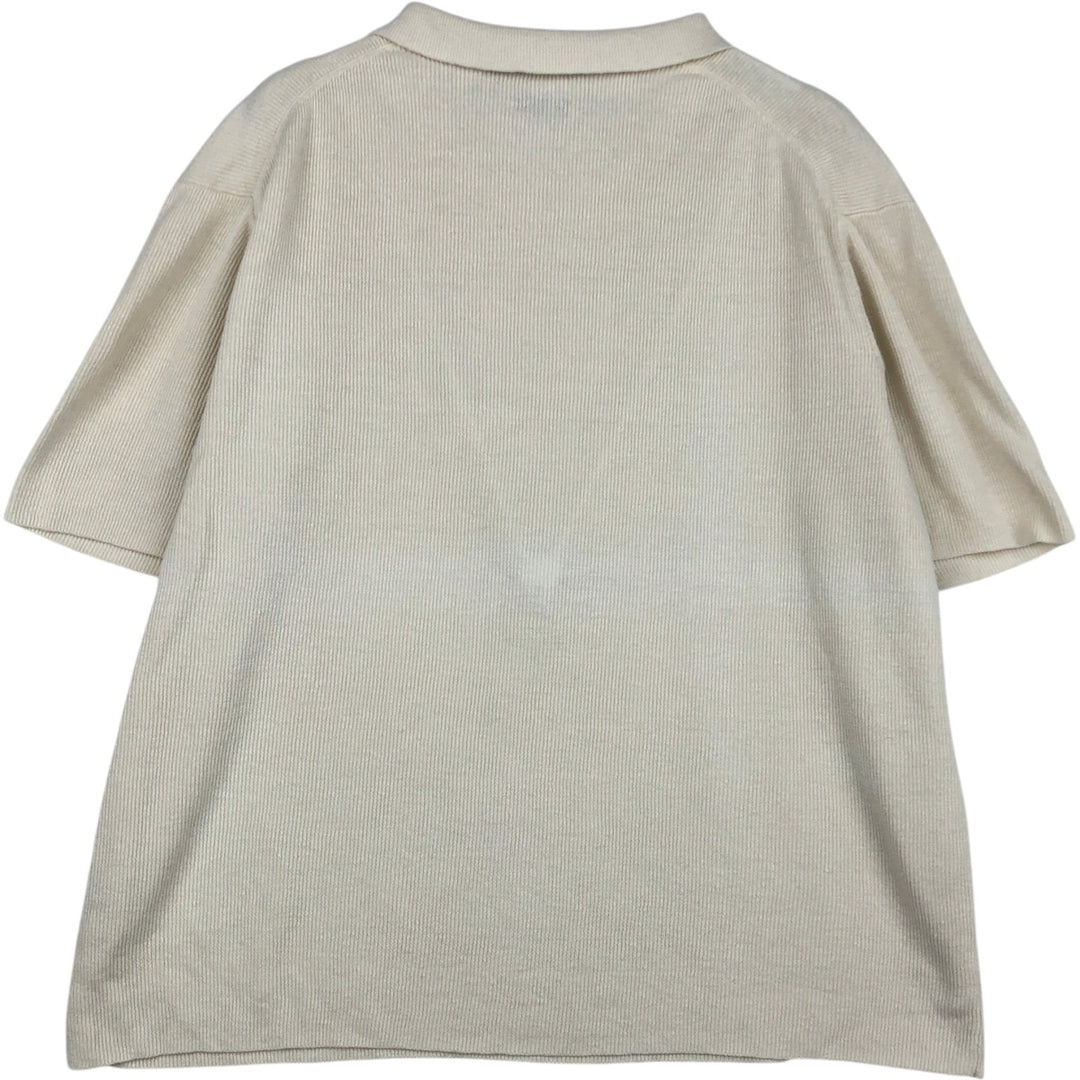 Ralph Lauren POLO by Ralph Lauren Open Collar Short Sleeve Polo Shirt, Men's Size XL (approx.) linen ivory Vintage Second Hand
