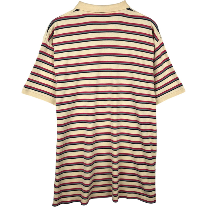 Ralph Lauren POLO by Ralph Lauren Multi-border short sleeve striped polo shirt Men's size L cotton Beige type Vintage Second Hand
