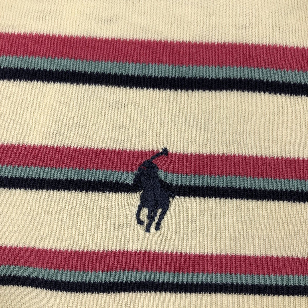 Ralph Lauren POLO by Ralph Lauren Multi-border short sleeve striped polo shirt Men's size L cotton Beige type Vintage Second Hand
