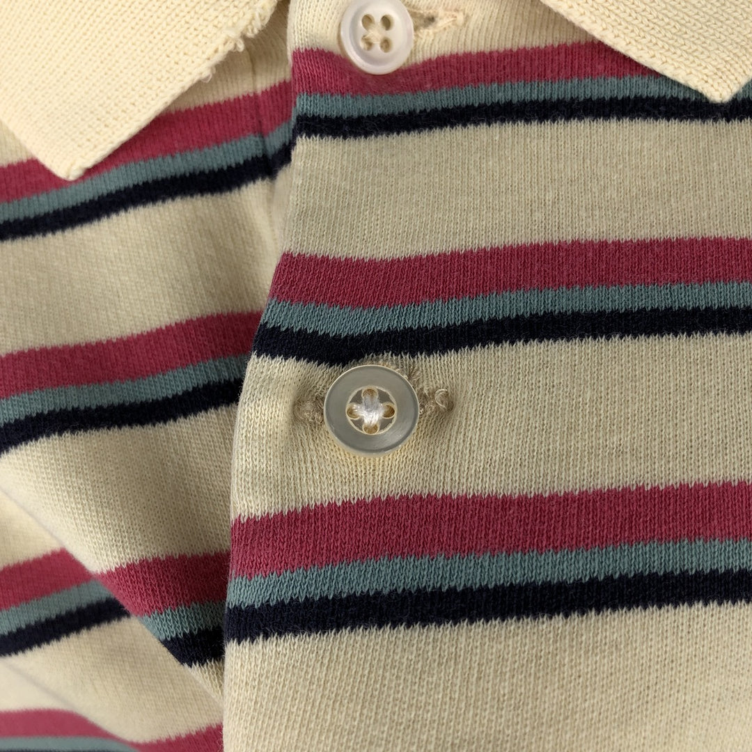 Ralph Lauren POLO by Ralph Lauren Multi-border short sleeve striped polo shirt Men's size L cotton Beige type Vintage Second Hand