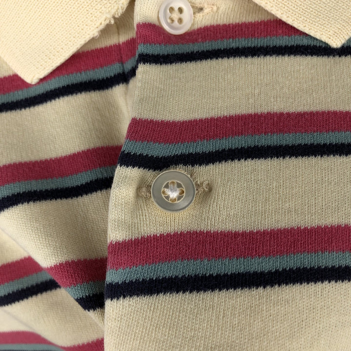 Ralph Lauren POLO by Ralph Lauren Multi-border short sleeve striped polo shirt Men's size L cotton Beige type Vintage Second Hand