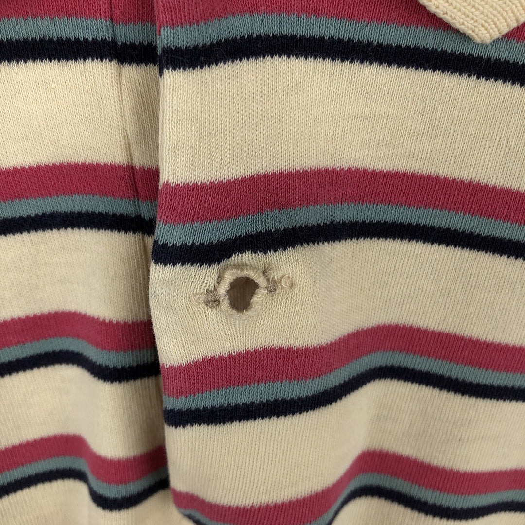 Ralph Lauren POLO by Ralph Lauren Multi-border short sleeve striped polo shirt Men's size L cotton Beige type Vintage Second Hand