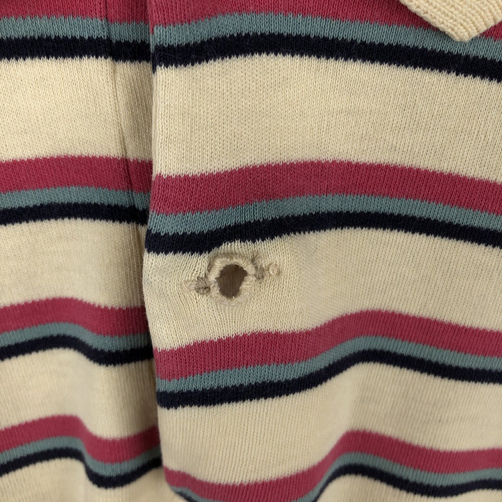 Ralph Lauren POLO by Ralph Lauren Multi-border short sleeve striped polo shirt Men's size L cotton Beige type Vintage Second Hand