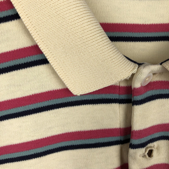 Ralph Lauren POLO by Ralph Lauren Multi-border short sleeve striped polo shirt Men's size L cotton Beige type Vintage Second Hand