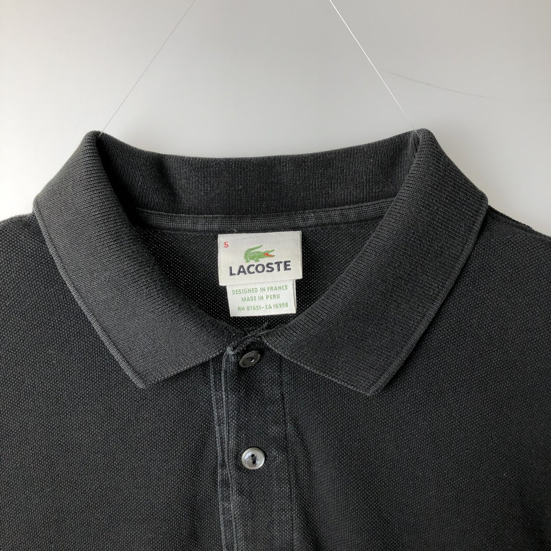 Lacoste Designed in France Short Sleeve Polo Shirt, Size 5, Men's Size L cotton black type Vintage Second Hand