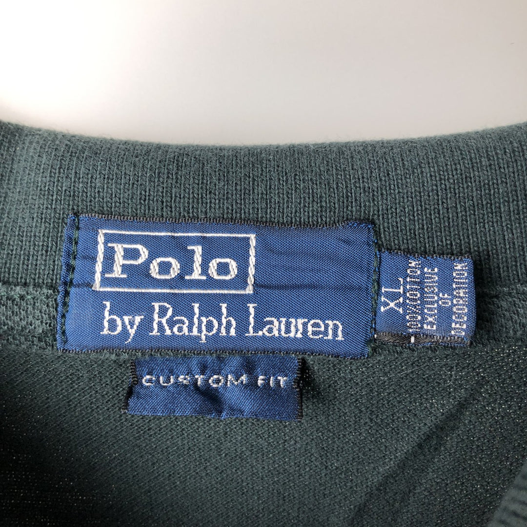 Ralph Lauren POLO by Ralph Lauren short sleeve polo shirt, men's XL size cotton Green type dark green Vintage Second Hand