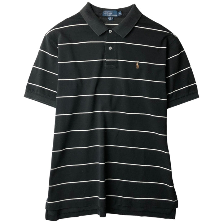 Ralph Lauren POLO by Ralph Lauren short sleeve striped polo shirt, men's XL size Pima Cotton black type Vintage Second Hand