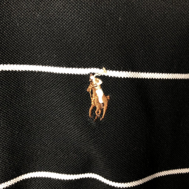 Ralph Lauren POLO by Ralph Lauren short sleeve striped polo shirt, men's XL size Pima Cotton black type Vintage Second Hand