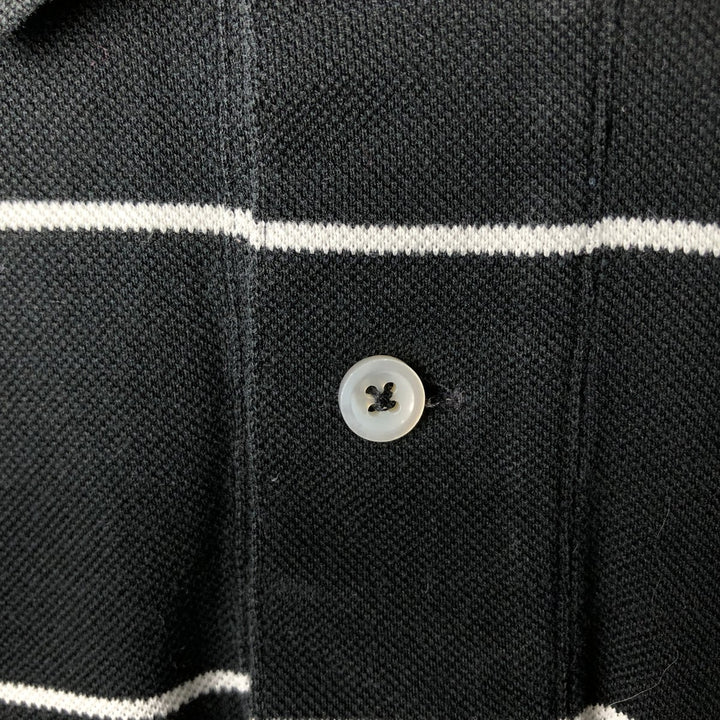 Ralph Lauren POLO by Ralph Lauren short sleeve striped polo shirt, men's XL size Pima Cotton black type Vintage Second Hand