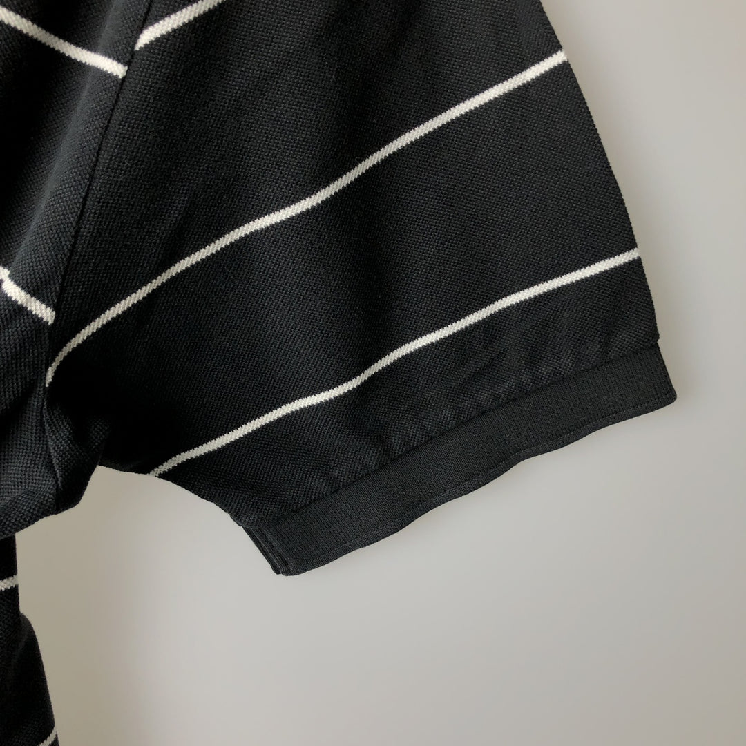 Ralph Lauren POLO by Ralph Lauren short sleeve striped polo shirt, men's XL size Pima Cotton black type Vintage Second Hand