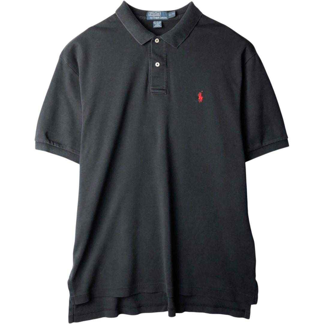 Ralph Lauren POLO by Ralph Lauren short sleeve polo shirt, men's XL size cotton black type Vintage Second Hand
