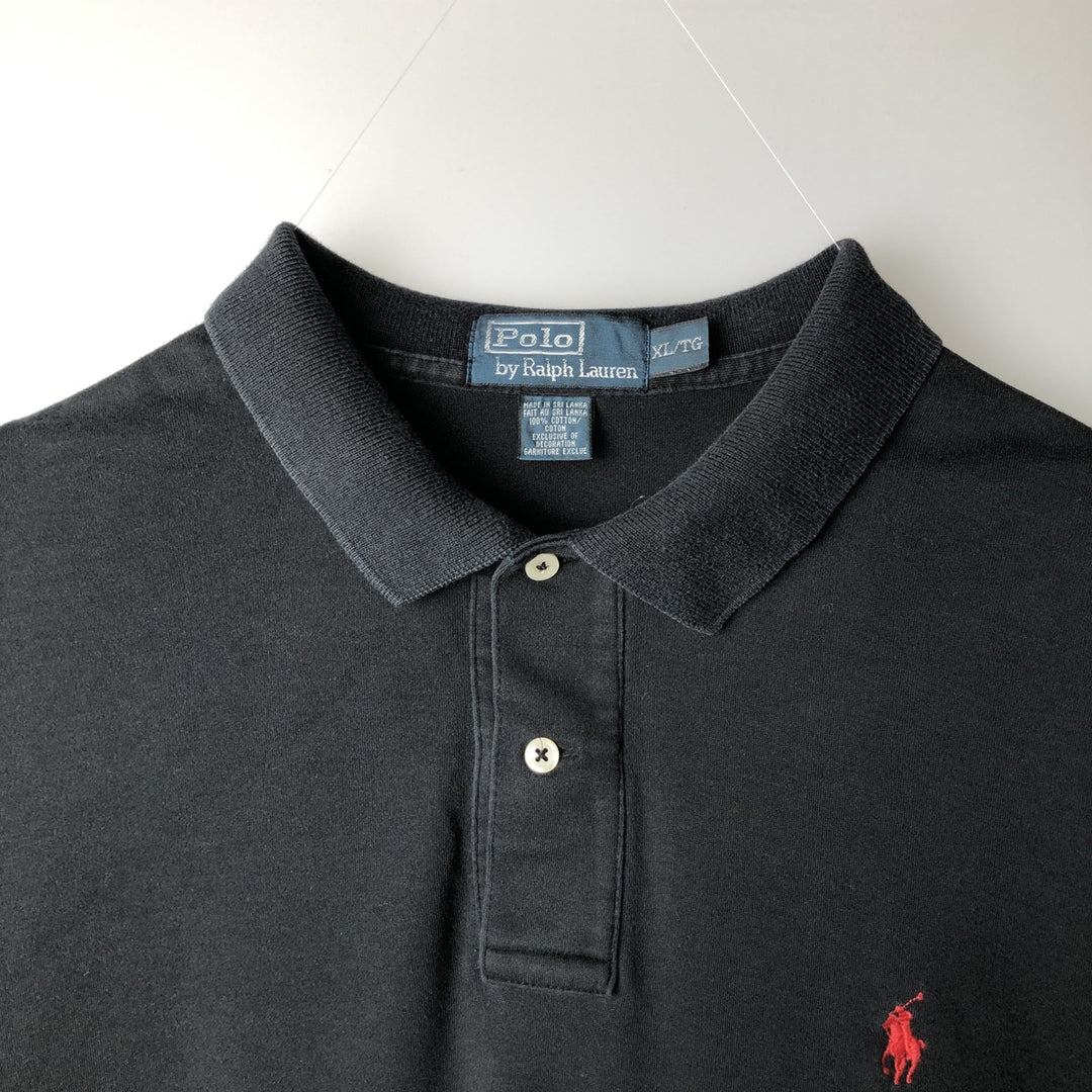 Ralph Lauren POLO by Ralph Lauren short sleeve polo shirt, men's XL size cotton black type Vintage Second Hand
