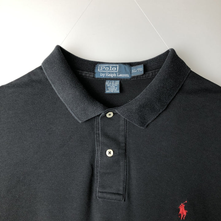 Ralph Lauren POLO by Ralph Lauren short sleeve polo shirt, men's XL size cotton black type Vintage Second Hand