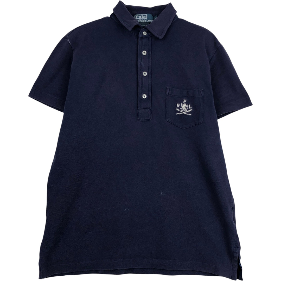 Ralph Lauren POLO by Ralph Lauren CUSTOM FIT short sleeve polo shirt, men's M size cotton navy blue type Vintage Second Hand