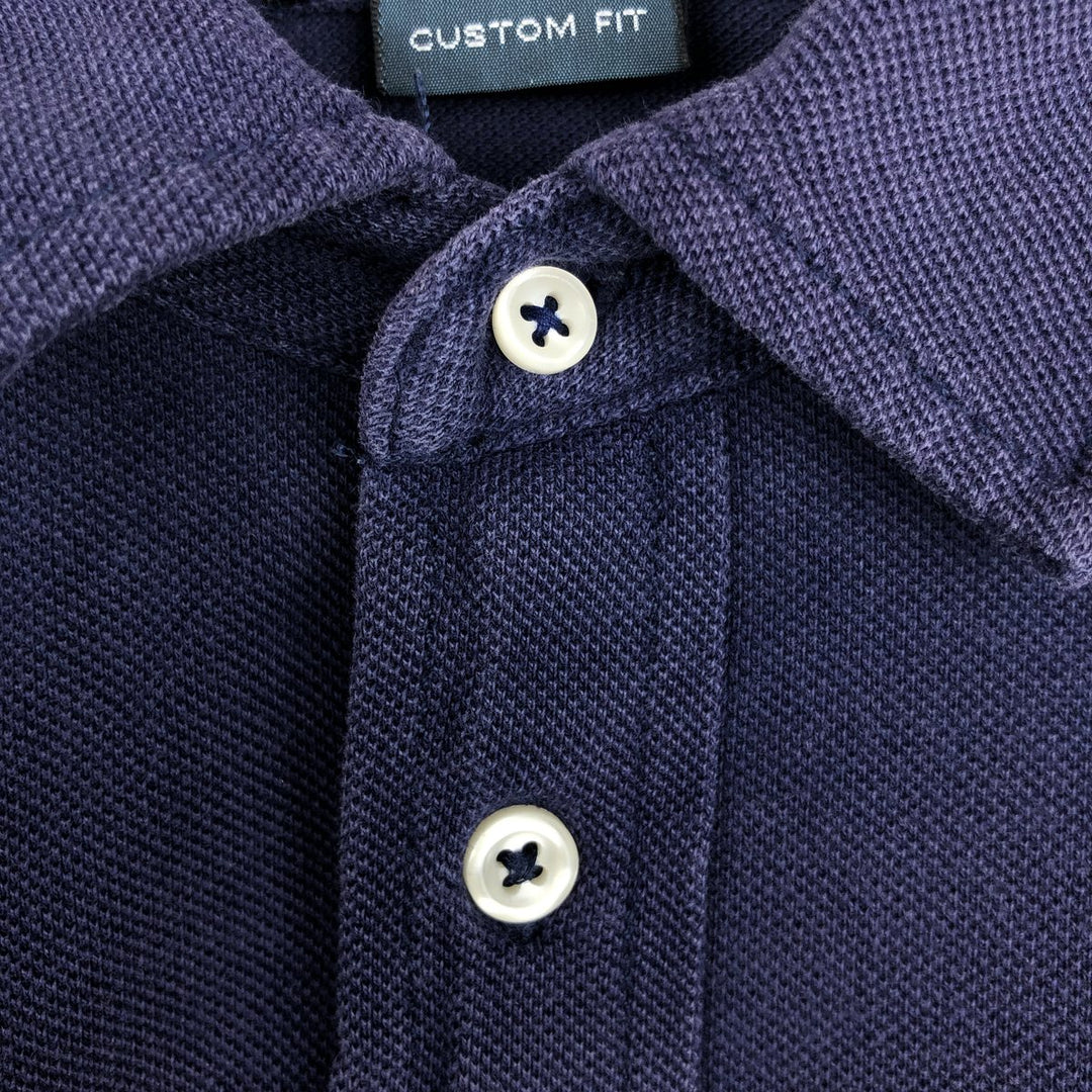 Ralph Lauren POLO by Ralph Lauren CUSTOM FIT short sleeve polo shirt, men's M size cotton navy blue type Vintage Second Hand