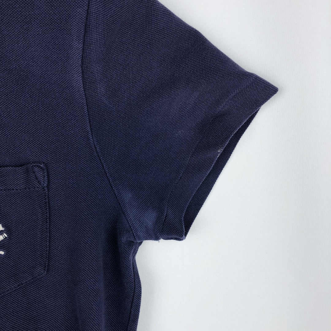Ralph Lauren POLO by Ralph Lauren CUSTOM FIT short sleeve polo shirt, men's M size cotton navy blue type Vintage Second Hand