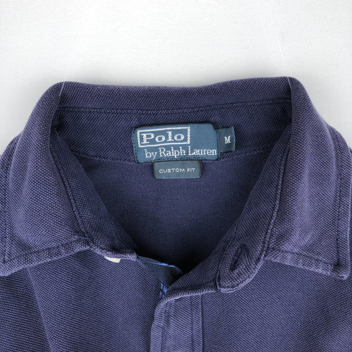 Ralph Lauren POLO by Ralph Lauren CUSTOM FIT short sleeve polo shirt, men's M size cotton navy blue type Vintage Second Hand