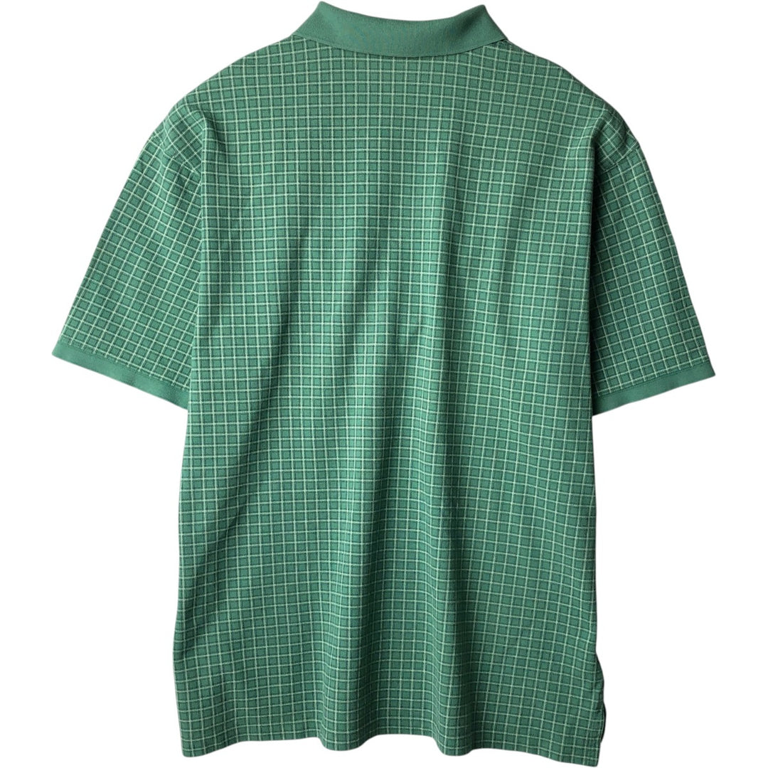 1990'S Eddie Bauer Short-Sleeve Check Polo Shirt, Men's Size XL (Equivalent), Vintage cotton green type Vintage Second Hand