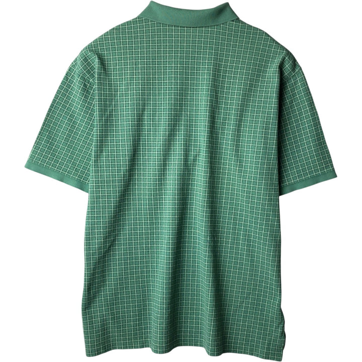 1990'S Eddie Bauer Short-Sleeve Check Polo Shirt, Men's Size XL (Equivalent), Vintage cotton green type Vintage Second Hand