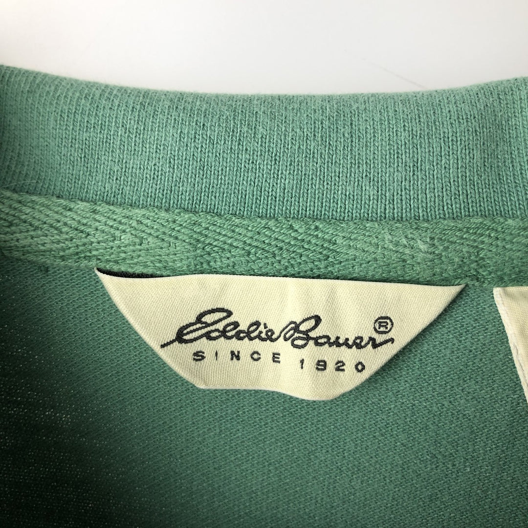 1990'S Eddie Bauer Short-Sleeve Check Polo Shirt, Men's Size XL (Equivalent), Vintage cotton green type Vintage Second Hand