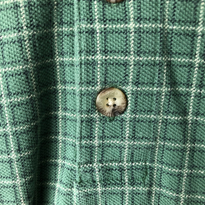 1990'S Eddie Bauer Short-Sleeve Check Polo Shirt, Men's Size XL (Equivalent), Vintage cotton green type Vintage Second Hand