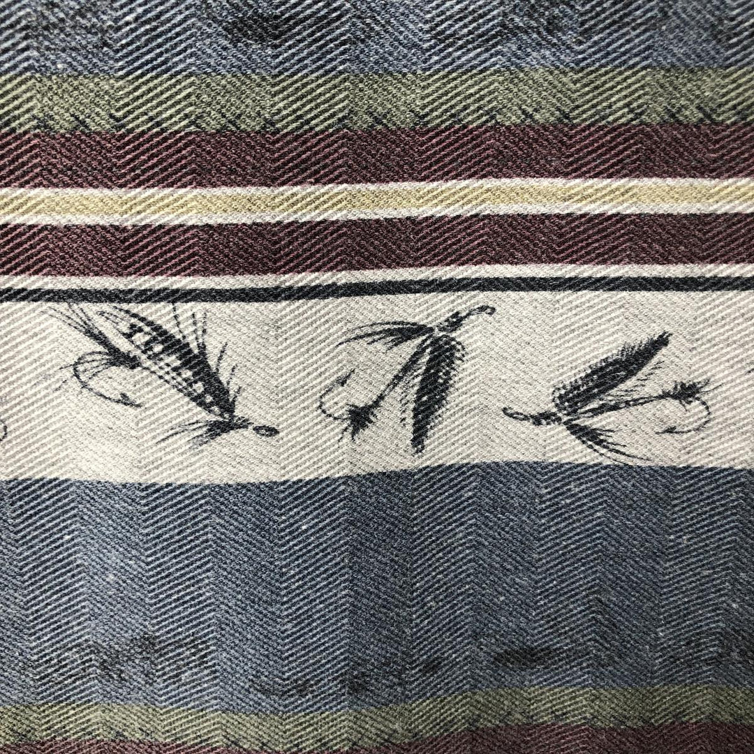 90'S Woolrich Lure Pattern Long-Sleeve Multi-Stripe Polo Shirt, Men's Size L (Equivalent), Vintage cotton Blue type light blue Vintage Second Hand