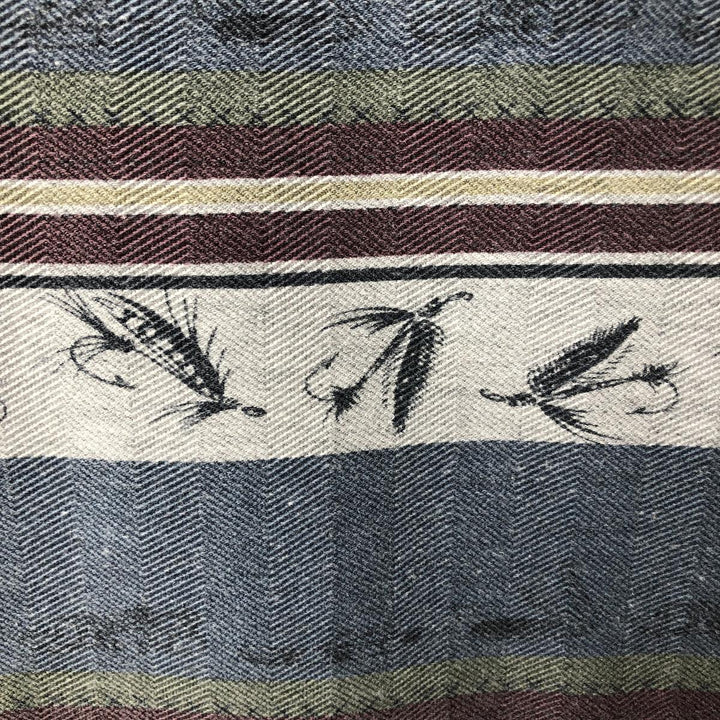 90'S Woolrich Lure Pattern Long-Sleeve Multi-Stripe Polo Shirt, Men's Size L (Equivalent), Vintage cotton Blue type light blue Vintage Second Hand