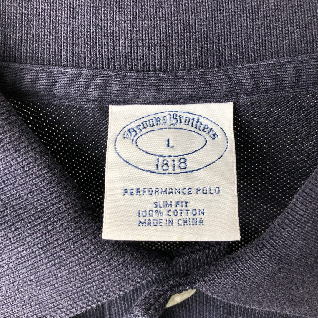 Brooks Brothers 1818 Short-Sleeve Polo Shirt, Men's Size L (approx.) cotton black type Vintage Second Hand
