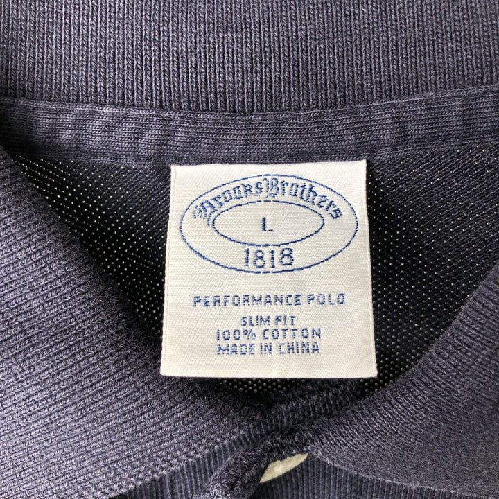 Brooks Brothers 1818 Short-Sleeve Polo Shirt, Men's Size L (approx.) cotton black type Vintage Second Hand