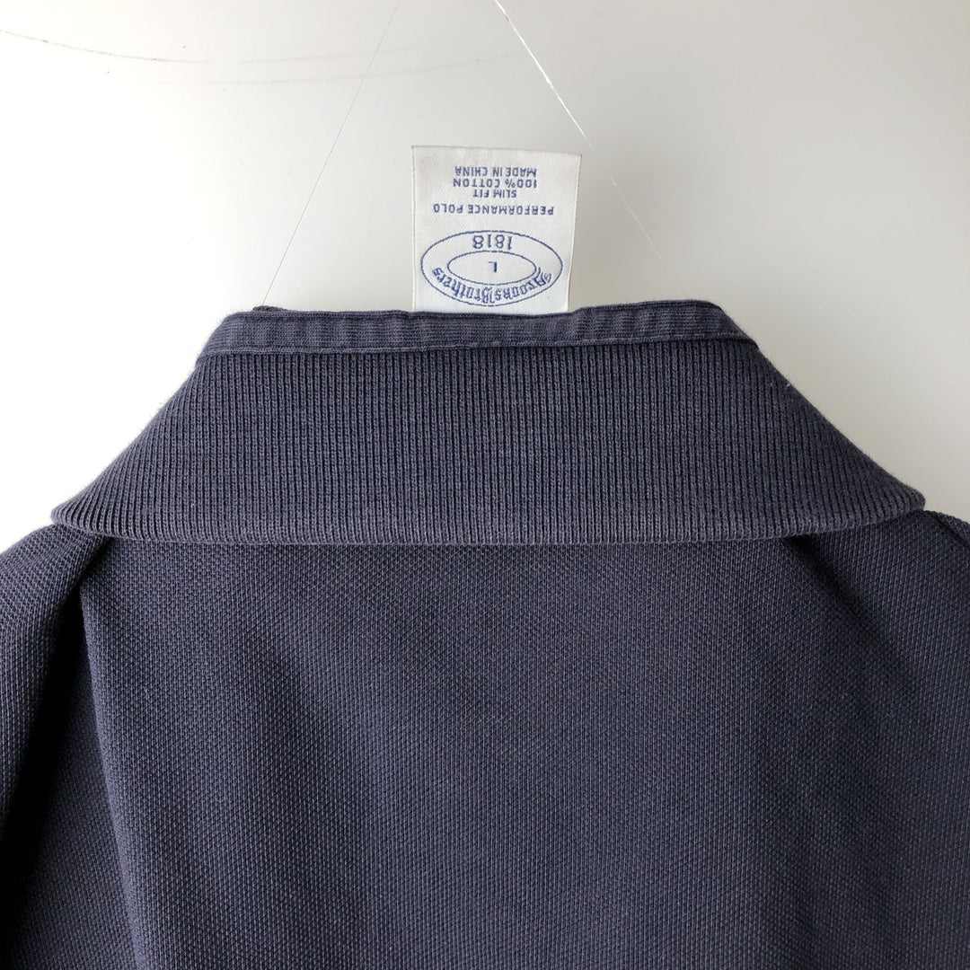 Brooks Brothers 1818 Short-Sleeve Polo Shirt, Men's Size L (approx.) cotton black type Vintage Second Hand