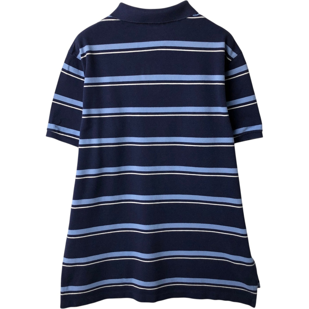 Ralph Lauren POLO by Ralph Lauren CUSTOM FIT Multi-stripe Short-Sleeve Polo Shirt (Size XL, equivalent to men's XL) cotton navy blue type Vintage Second Hand