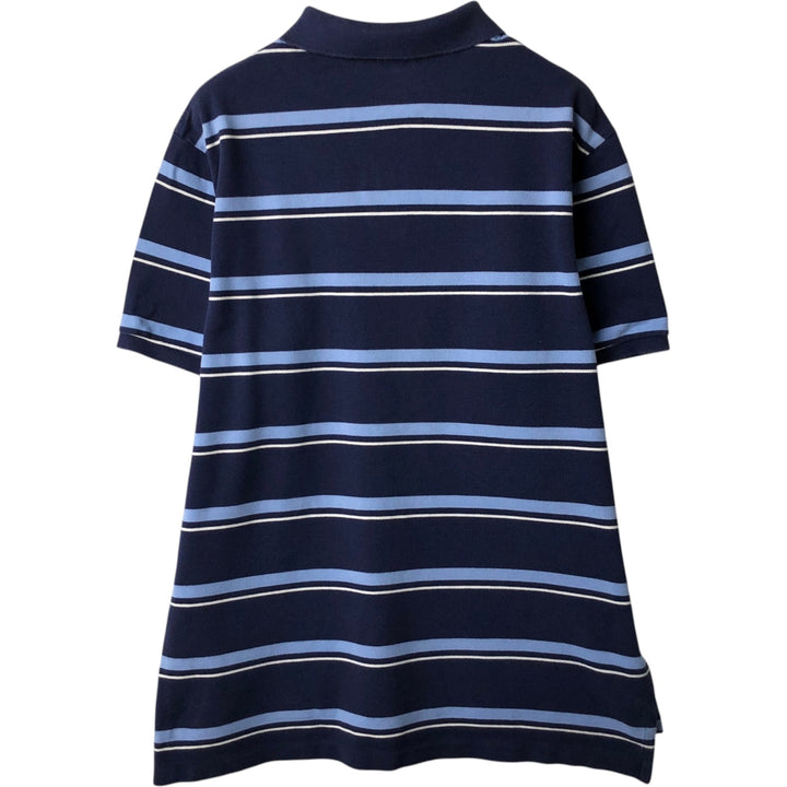 Ralph Lauren POLO by Ralph Lauren CUSTOM FIT Multi-stripe Short-Sleeve Polo Shirt (Size XL, equivalent to men's XL) cotton navy blue type Vintage Second Hand