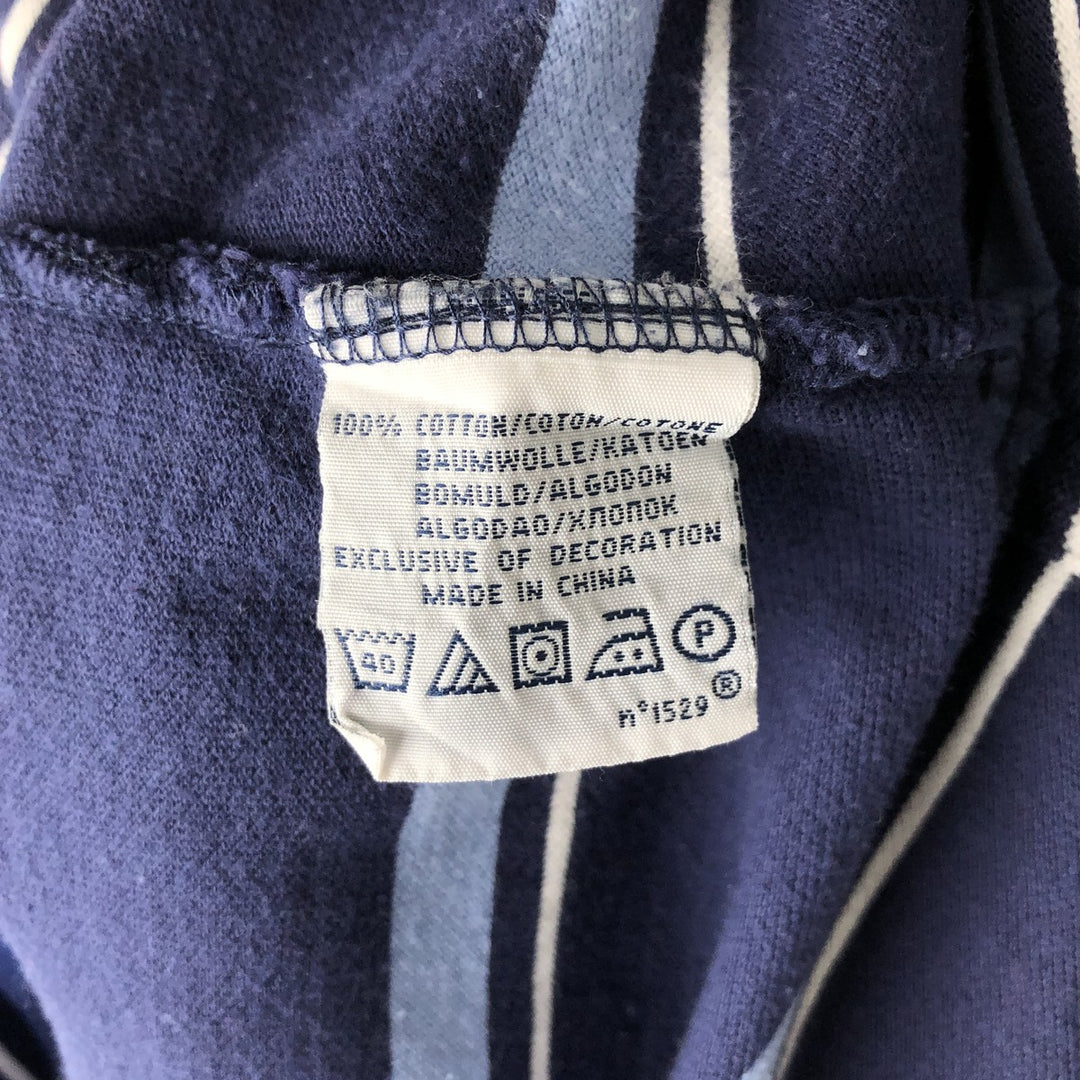 Ralph Lauren POLO by Ralph Lauren CUSTOM FIT Multi-stripe Short-Sleeve Polo Shirt (Size XL, equivalent to men's XL) cotton navy blue type Vintage Second Hand