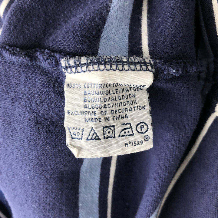 Ralph Lauren POLO by Ralph Lauren CUSTOM FIT Multi-stripe Short-Sleeve Polo Shirt (Size XL, equivalent to men's XL) cotton navy blue type Vintage Second Hand