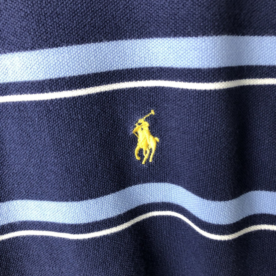 Ralph Lauren POLO by Ralph Lauren CUSTOM FIT Multi-stripe Short-Sleeve Polo Shirt (Size XL, equivalent to men's XL) cotton navy blue type Vintage Second Hand