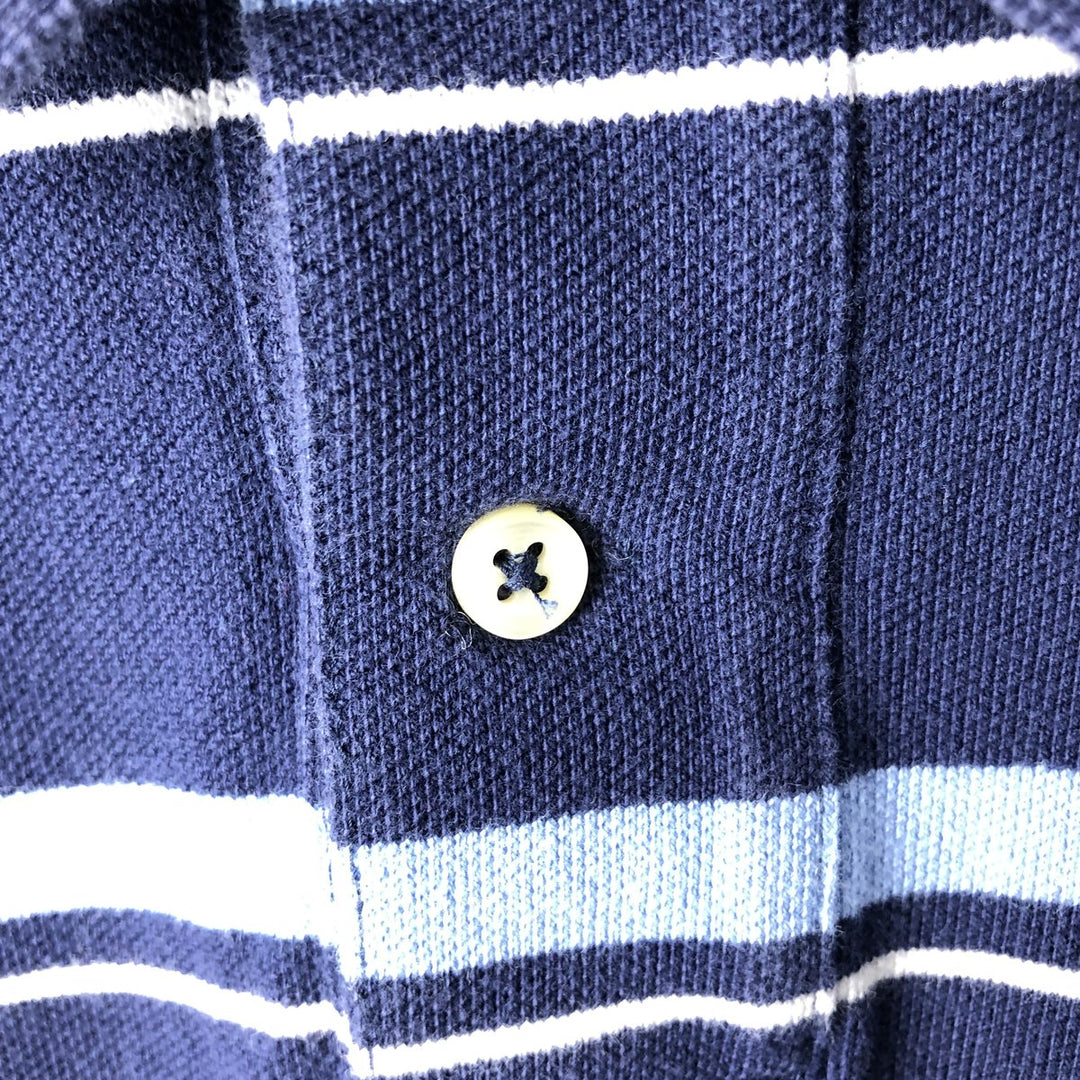 Ralph Lauren POLO by Ralph Lauren CUSTOM FIT Multi-stripe Short-Sleeve Polo Shirt (Size XL, equivalent to men's XL) cotton navy blue type Vintage Second Hand